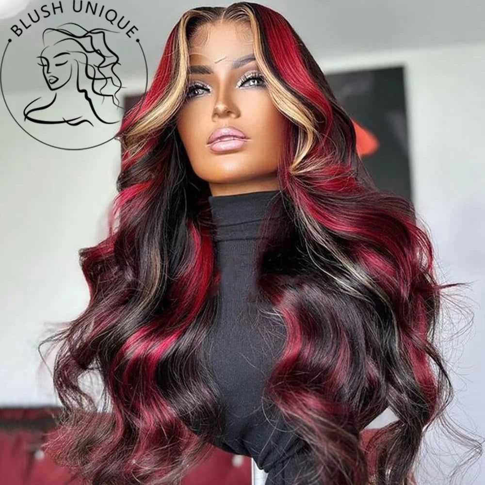 Synthetic Glueless Lace Front  Body Wave Highlight Wigs