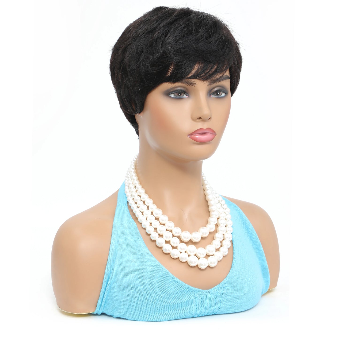 Pixie Cut Brazilian Human Hair With Bangs Wig