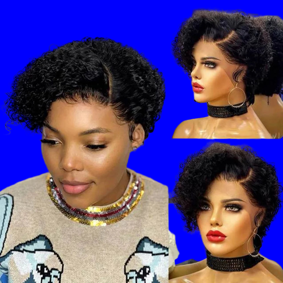 JNETTE CHANEL curly short bob human Peruvian lace front wig with preplucked hairline, perfect for stylish beauty and hair extensions.