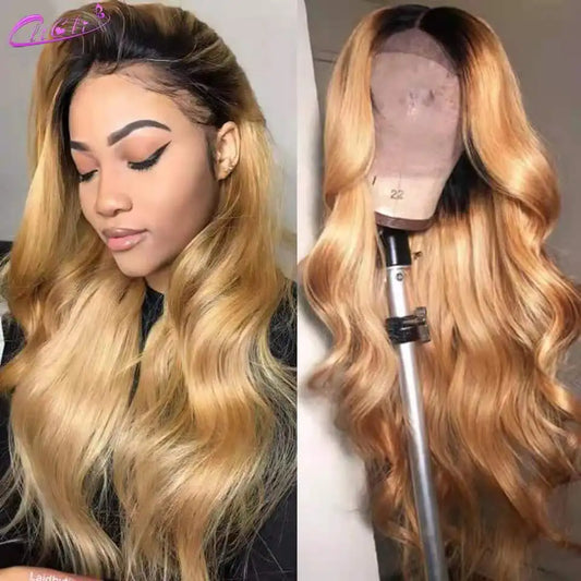 Lace Front Ombre Honey Blonde Human Hair Wigs