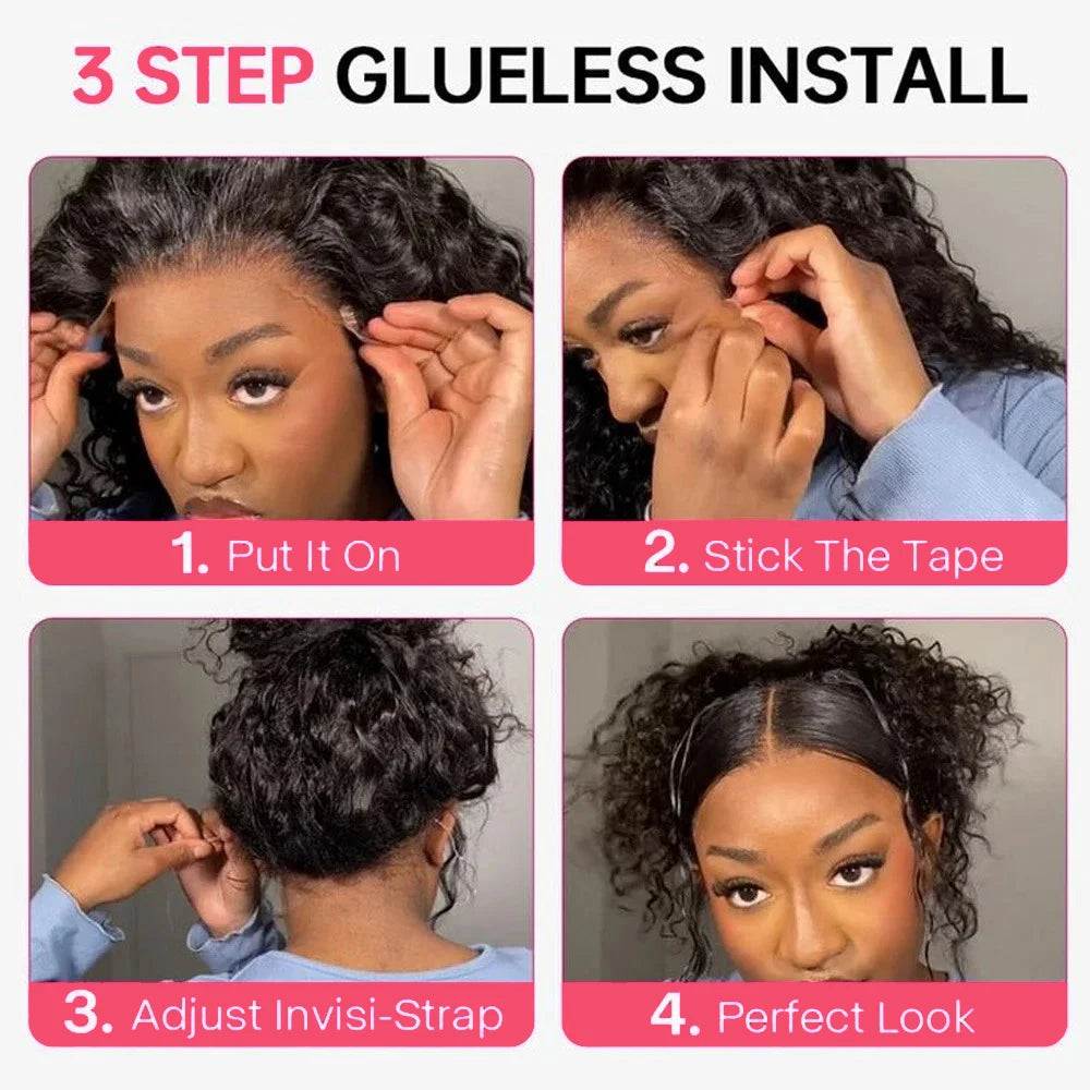 HD human hair lace front deep wave wig with drawstring, glueless design, by JNETTE CHANEL, showcasing natural deep wave texture.
