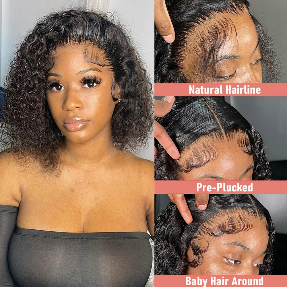 Lace Front Brazilian Human Hair Deep Curly Wigs