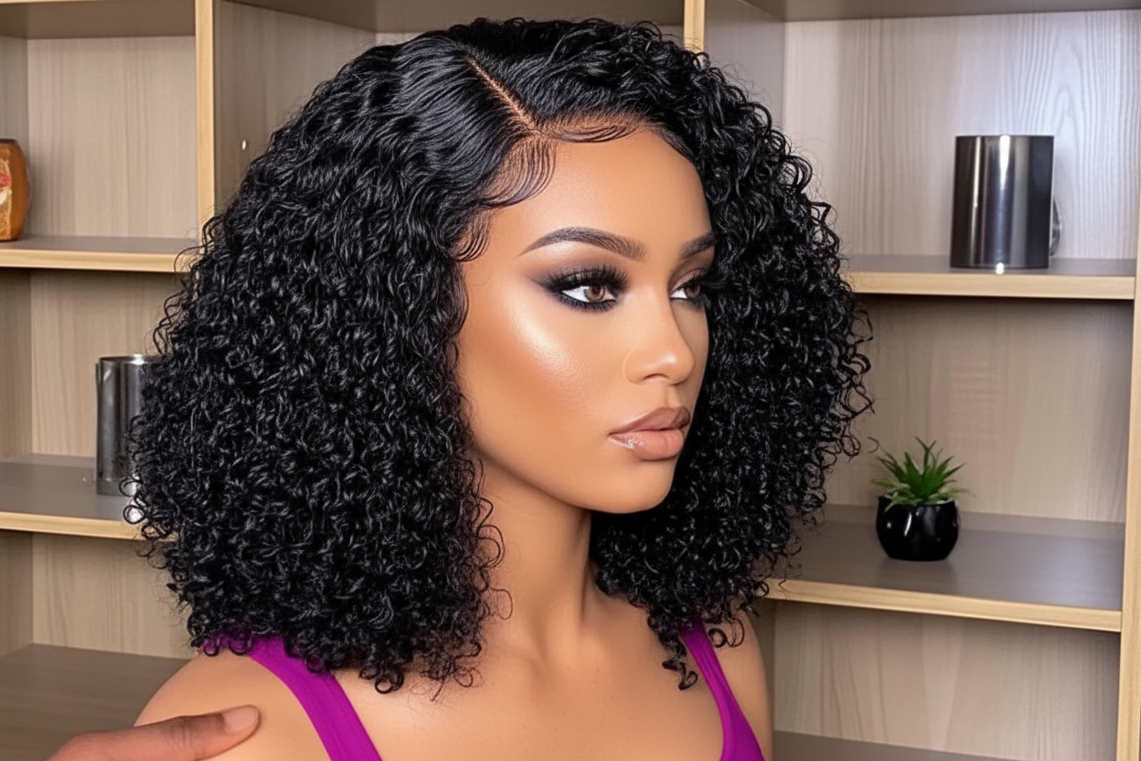 Lace Front Brazilian Human Hair Deep Curly Wigs