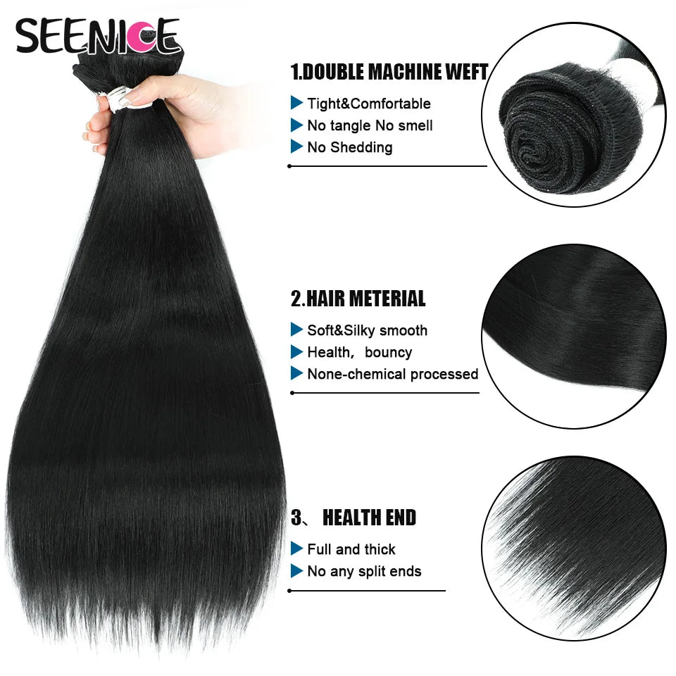 Straight Hair One-Piece Bundle – Heat-Resistant Synthetic Natural-Look Hair Weave Extensions