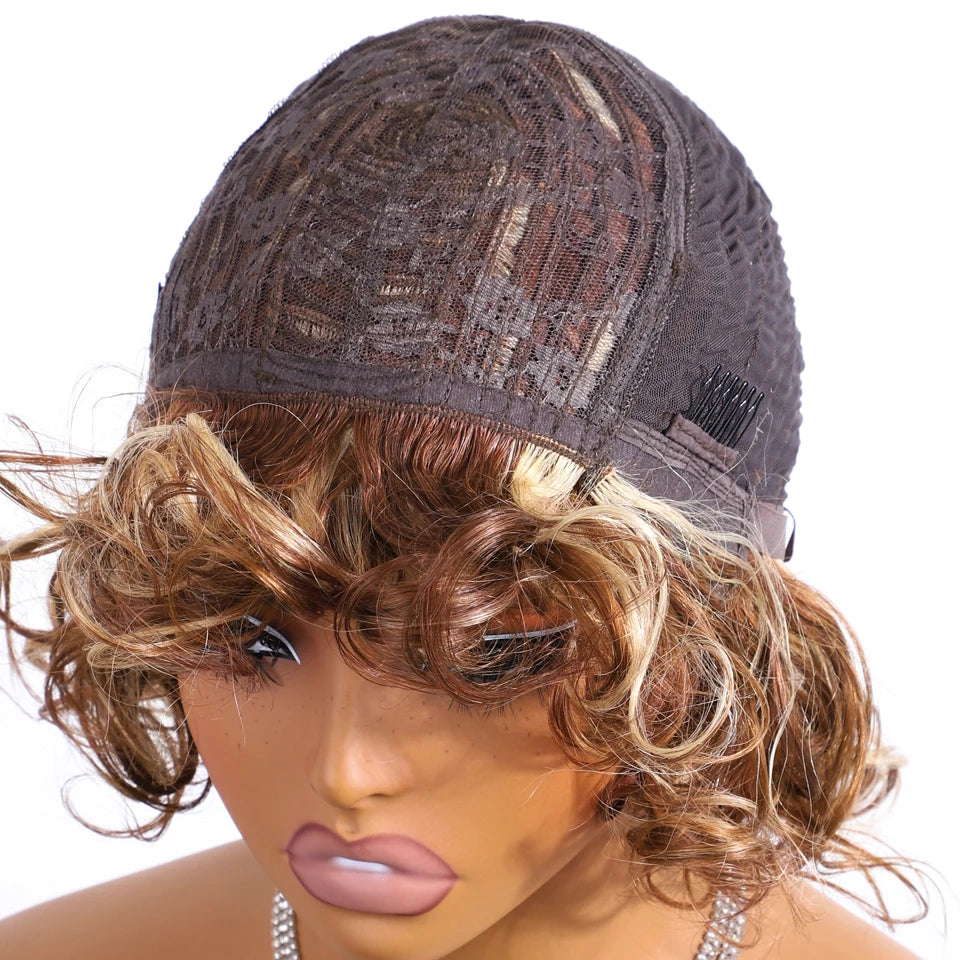 Brazilian Remy Human Hair Curly Blond Wigs