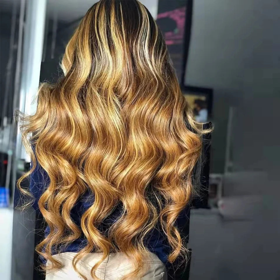 Lace Front Ombre Honey Blonde Human Hair Wigs