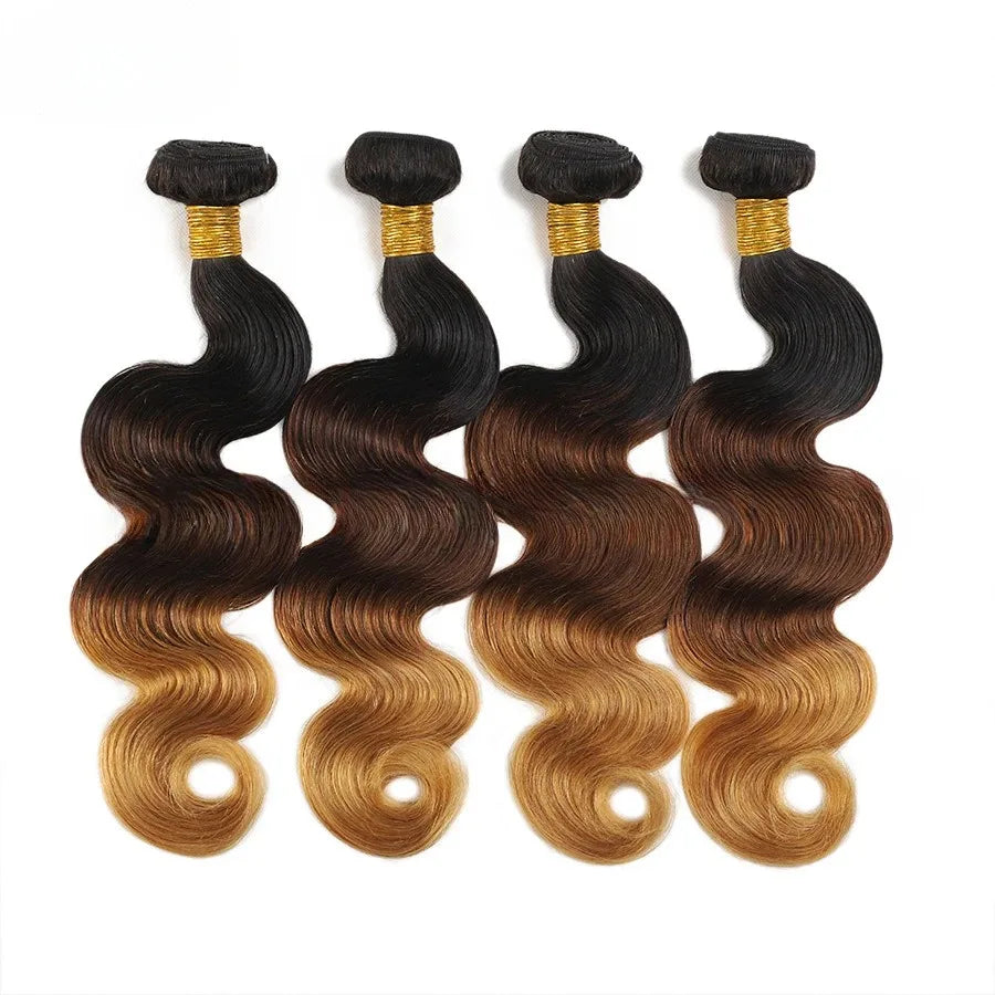 Ombre Body Wave Human Raw Indian Hair Bundles Hair Extensions