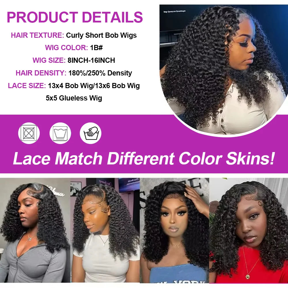 Lace Front PrePlucked Curly Peruvian Human Hair Wigs