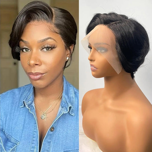 Pixie Cut Lace Front Pre Plucked Human Hair Wigs