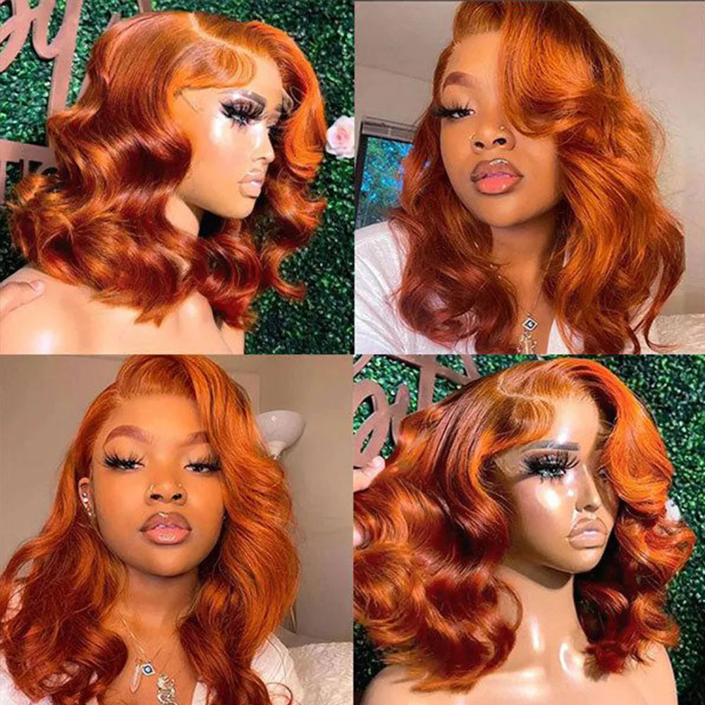 Lace Closure Bob Body Wave Human Hair  With Baby Hair Wigs