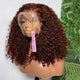 Lace front Preplucked Brown Kinky Curly Bob Brazilian  Human Hair Wig