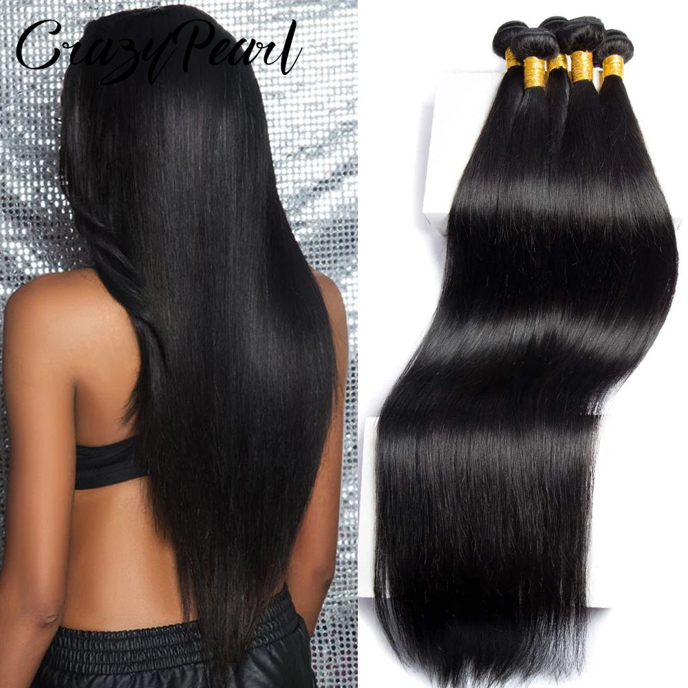 Brazilian Virgin Human Hair Bundles with HD Lace Frontal – Unprocessed Straight Weave