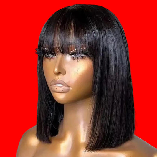Short Bob with Bangs Human Hair Wigs
