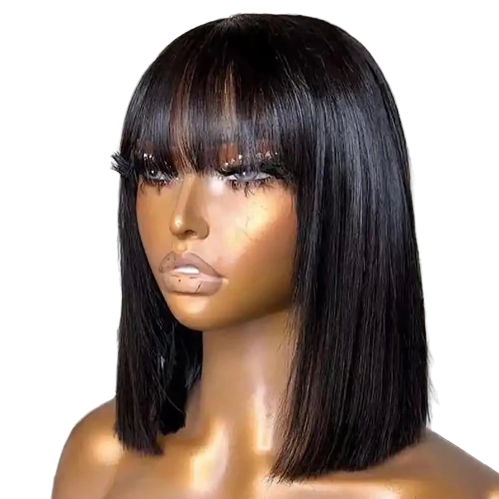 Short Bob with Bangs Human Hair Wigs