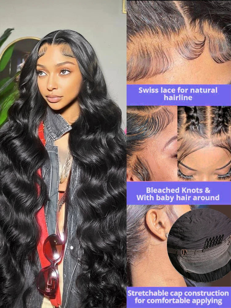 Glueless Lace Front  Transparent Body Wave  Human Hair Wigs