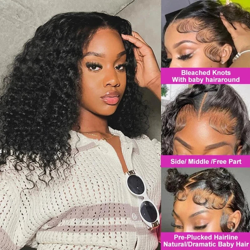 Lace Front Transparent Deep Wave Human Remy Hair Wig