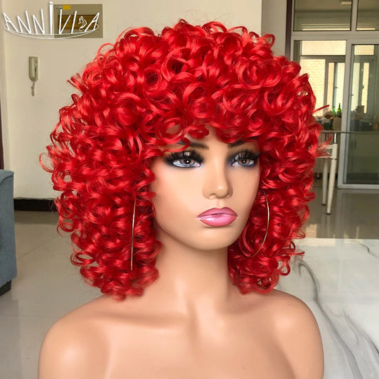 Synthetic Heat Resistant Curly Hair With Bangs Wig