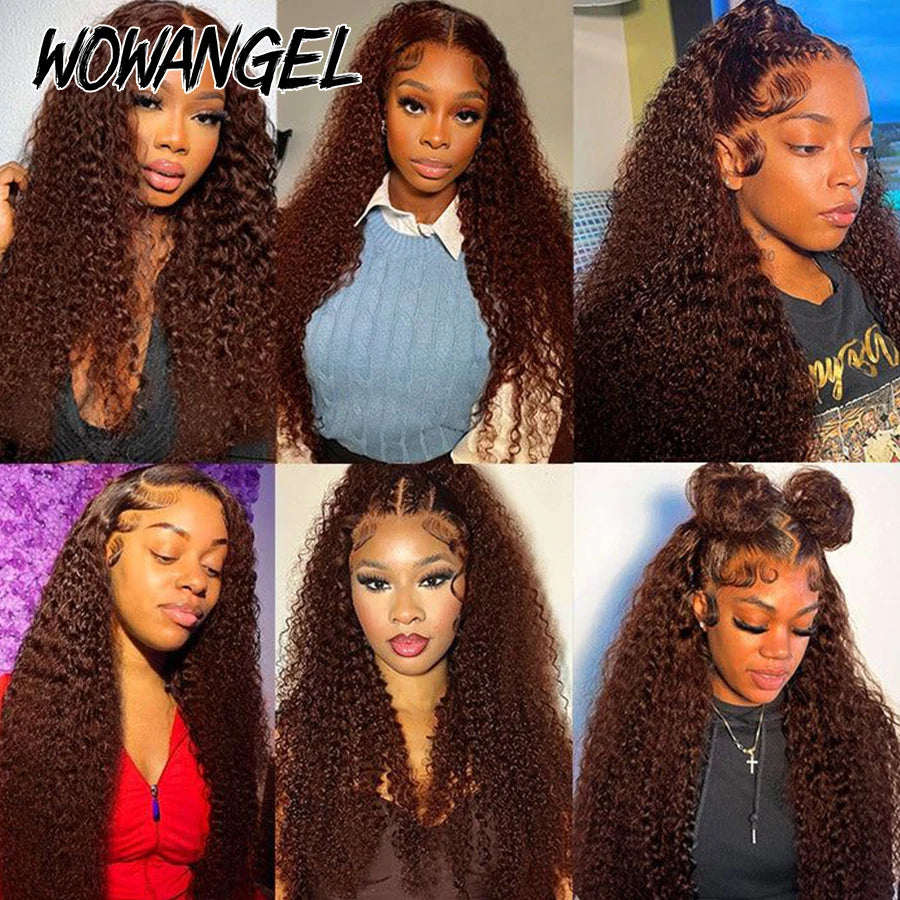 Lace front HD pre-plucked chocolate brown human hair wig by JNETTE CHANEL, featuring realistic hairline and natural texture.