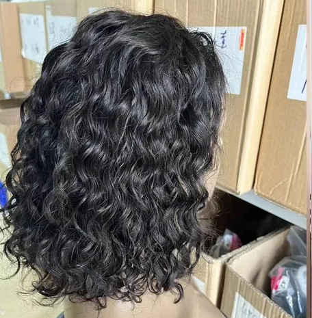 Glueless Lace Front Human Hair Water Wave Bob Wig
