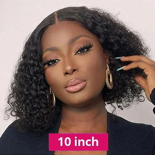 Glueless Lace Front Human Hair Water Wave Bob Wig
