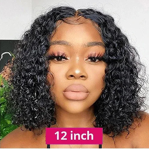 Glueless Lace Front Human Hair Water Wave Bob Wig