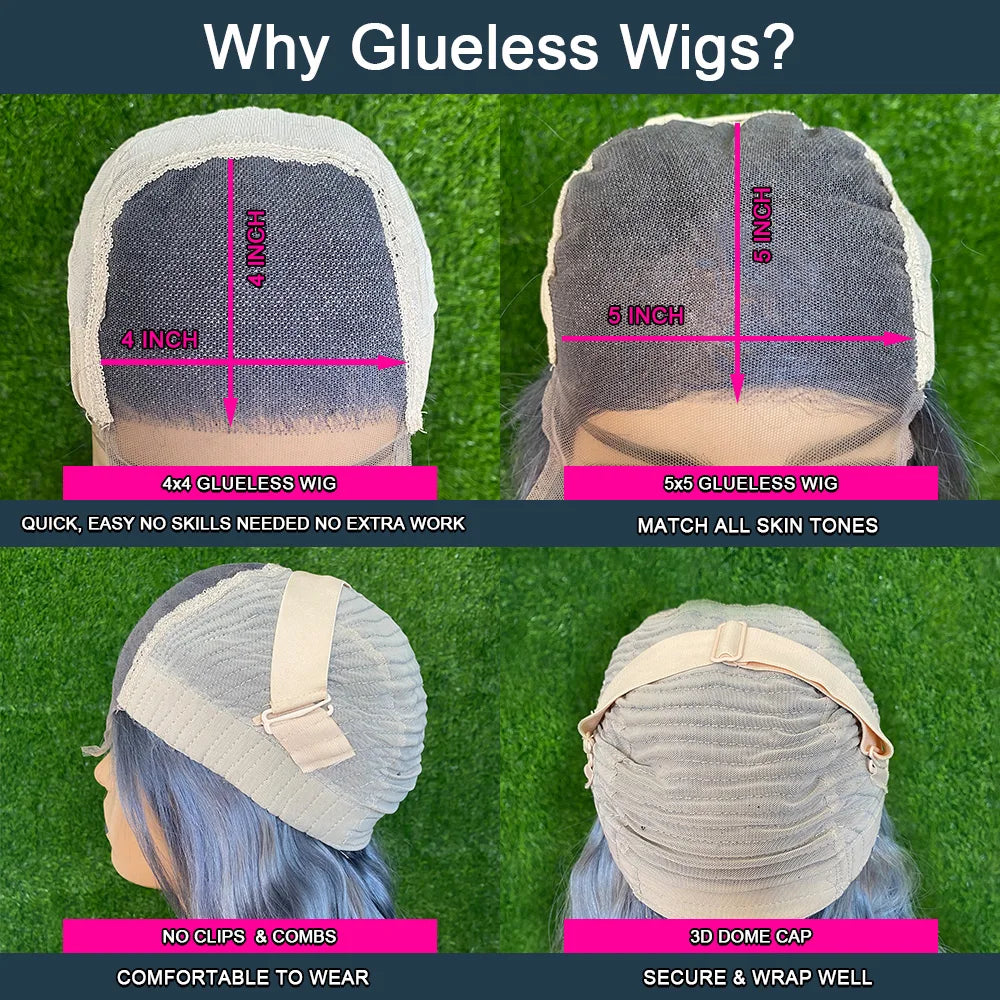 Glueless HD Lacefront Silver Grey HumanMalaysian  Hair Body Wave