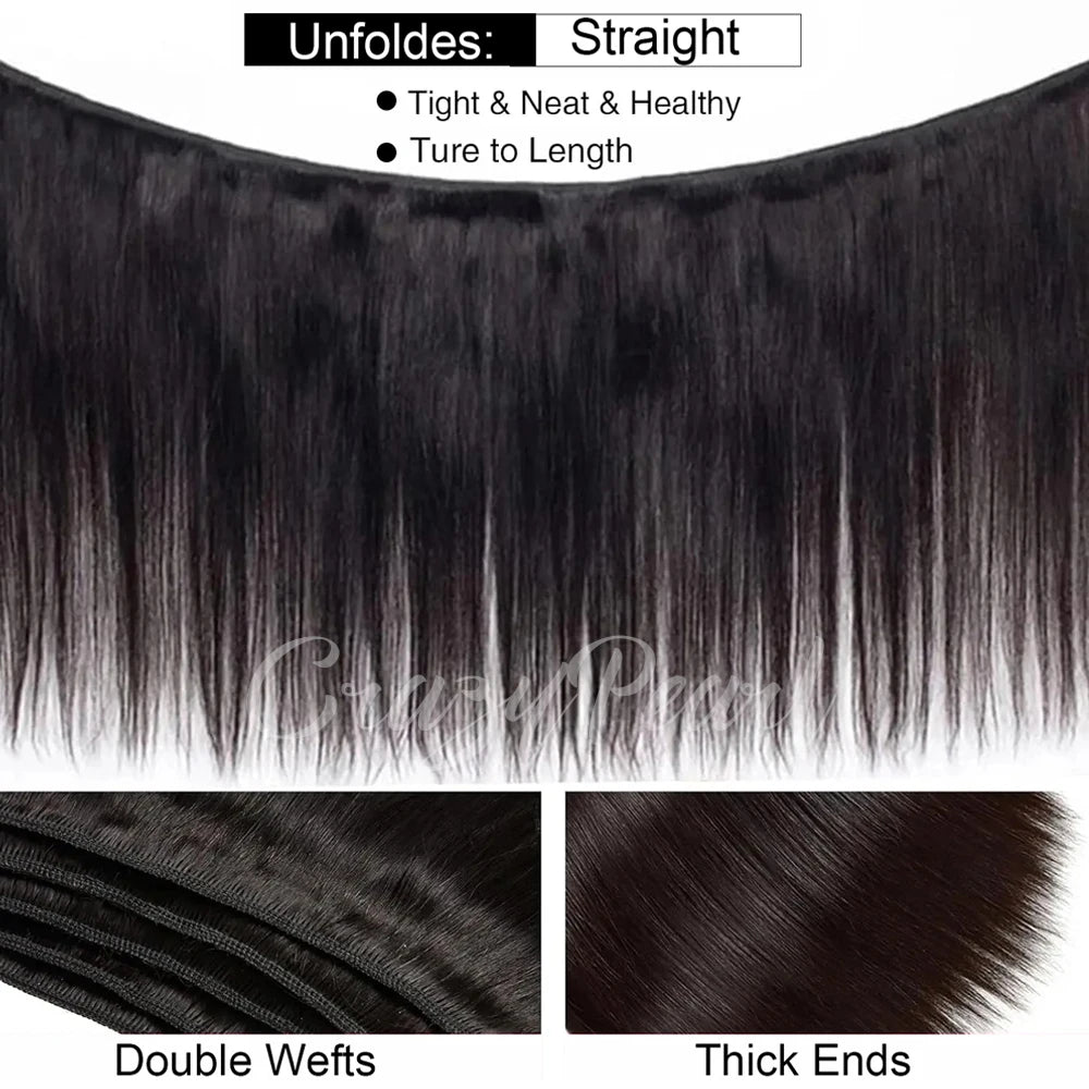 Brazilian Virgin Human Hair Bundles with HD Lace Frontal – Unprocessed Straight Weave