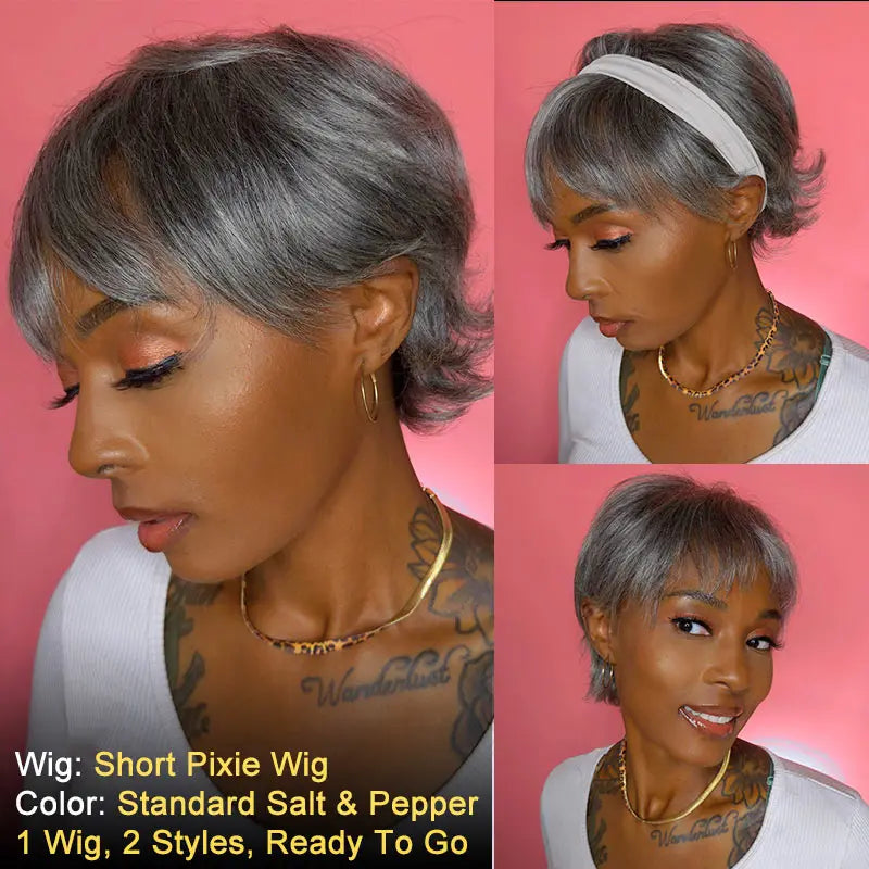 Glueless Lace Front Short Pixie Cut Human Hair Wigs