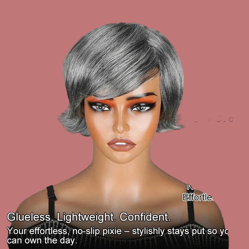 Pixie Cut Glueless Human Hair With Retro Flip Ends Wigs