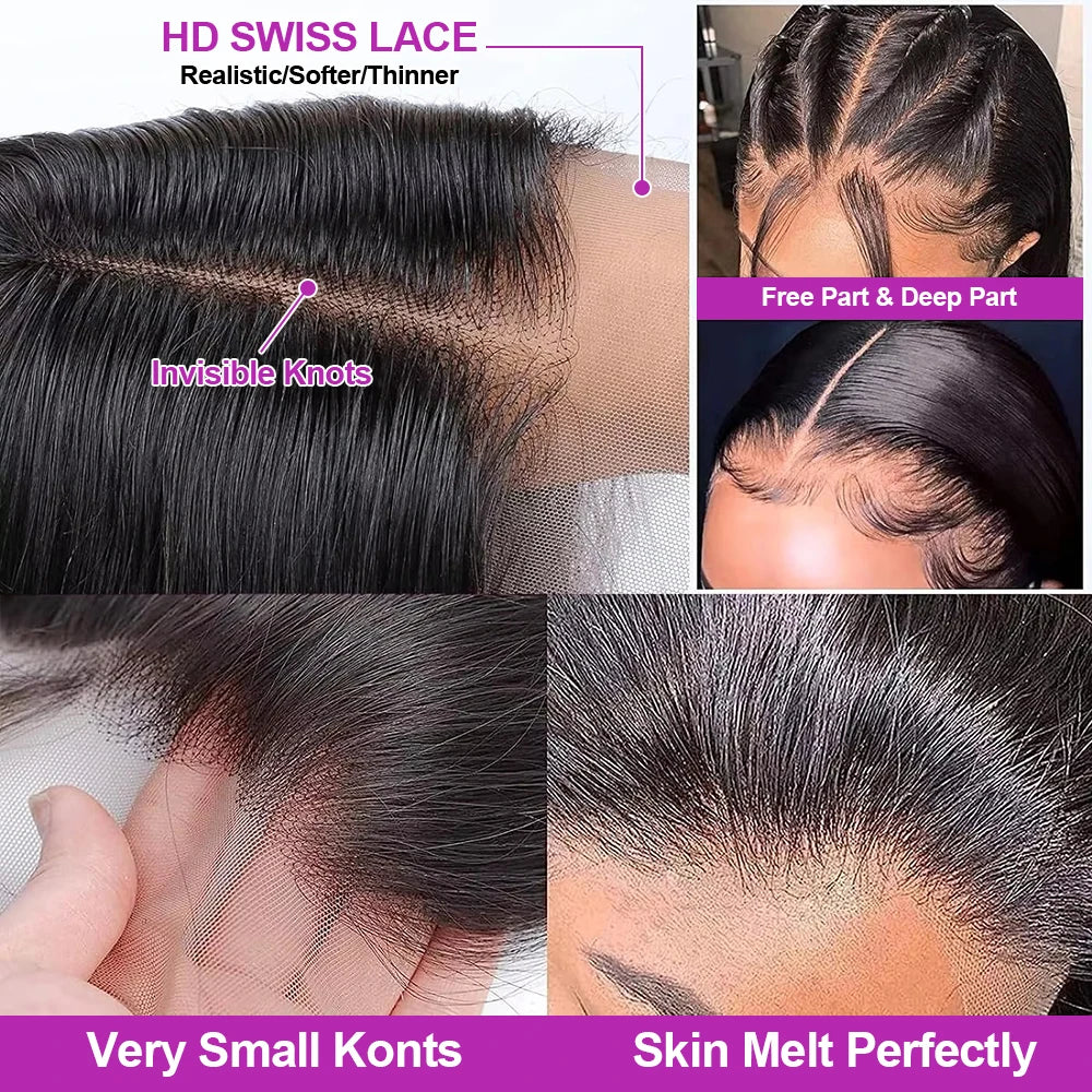 JNETTE CHANEL glueless precut lace front HD silky straight human hair bob wig on a mannequin head
