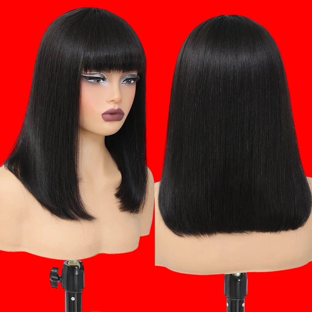 Short Bob with Bangs Human Hair Wigs