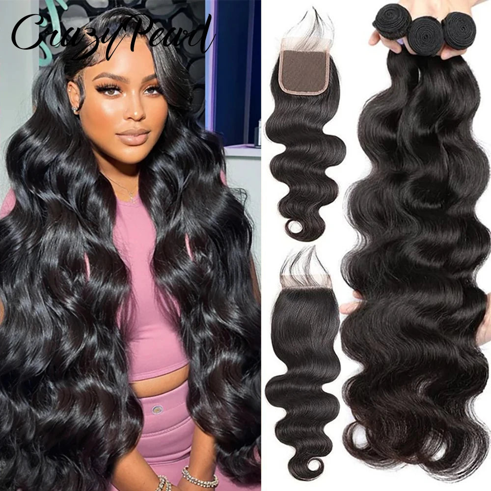 Brazilian Virgin Human Hair Bundles with HD Lace Frontal – Unprocessed Straight Weave
