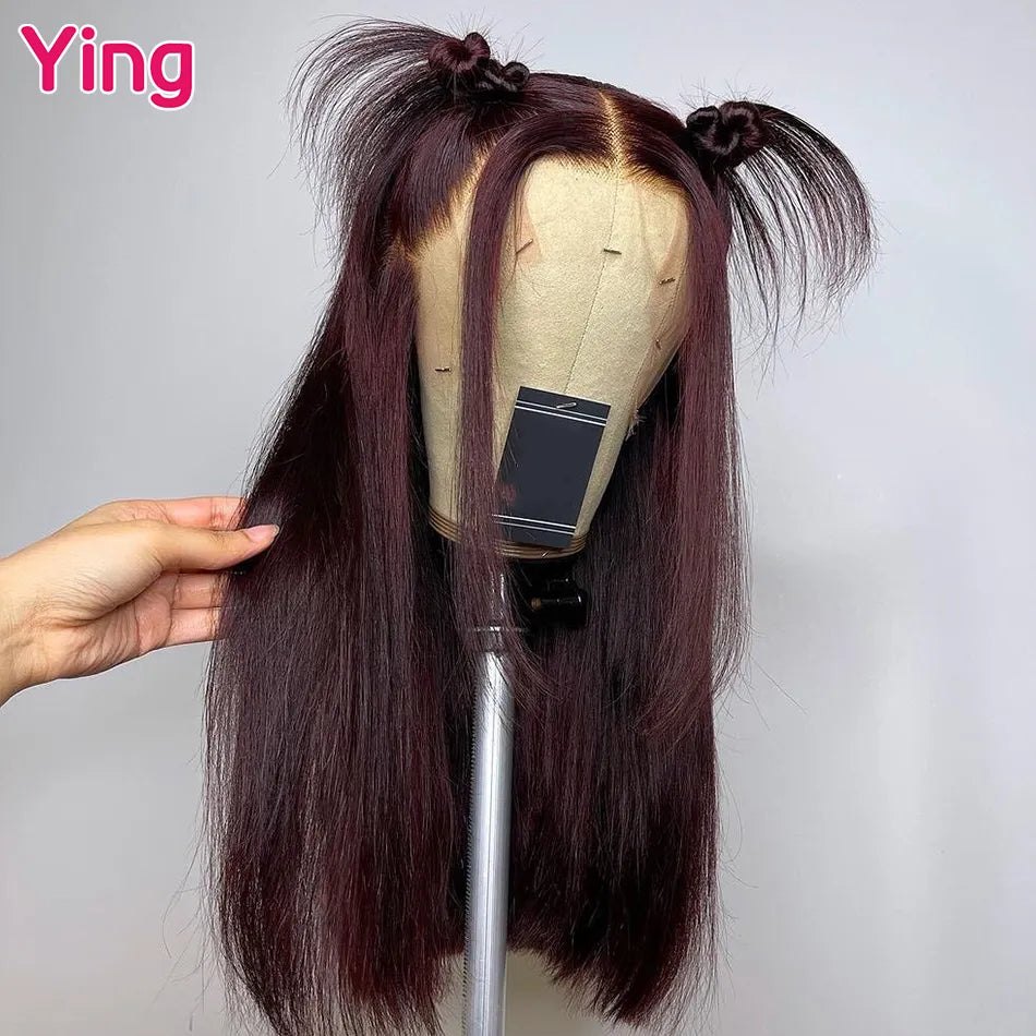 Lace Front Dark Burgundy Straight Peruvian Remy Human Hair Wigs