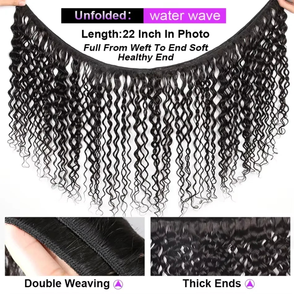 Water Wave Human Hair with Lace Closure – Virgin Human Hair Weave Bundles