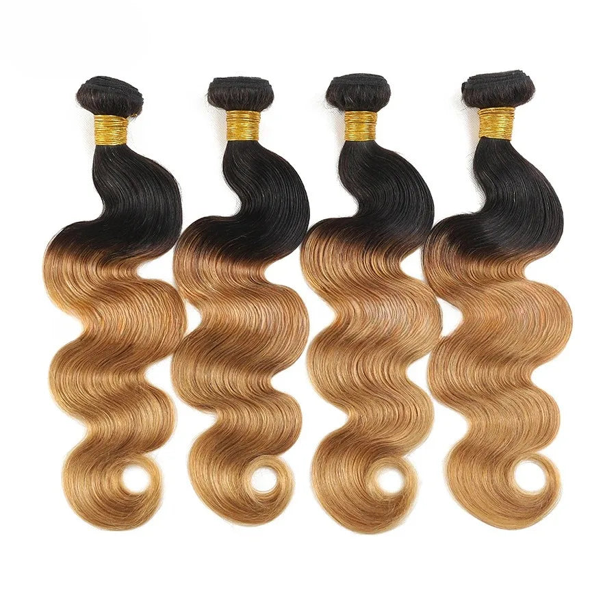 Ombre Body Wave Human Raw Indian Hair Bundles Hair Extensions