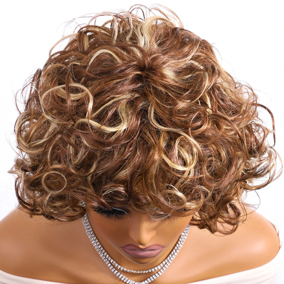 Brazilian Remy Human Hair Curly Blond Wigs