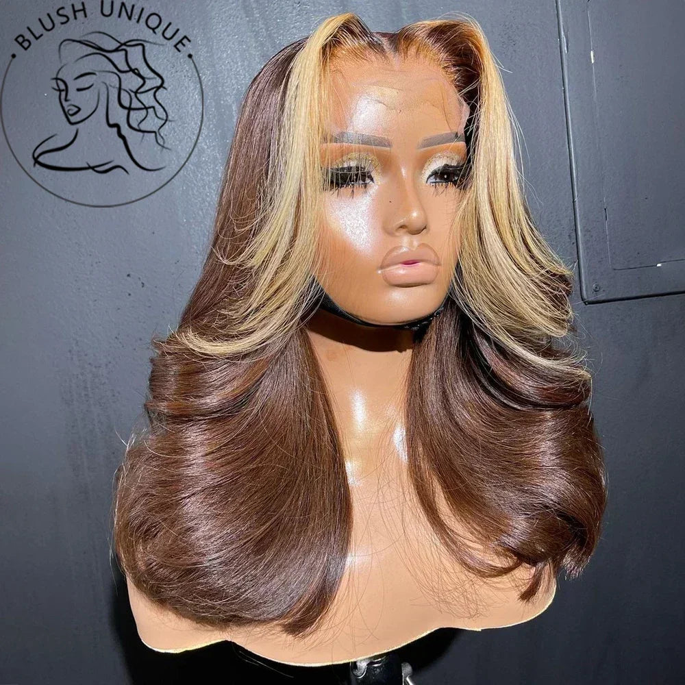 Synthetic Glueless Lace Front  Body Wave Highlight Wigs