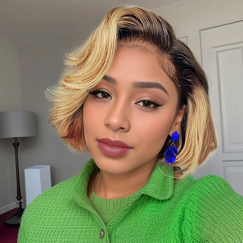 Brazilian human hair lace front pixie cut wig by JNETTE CHANEL, preplucked for a natural look, shown in a close-up view.