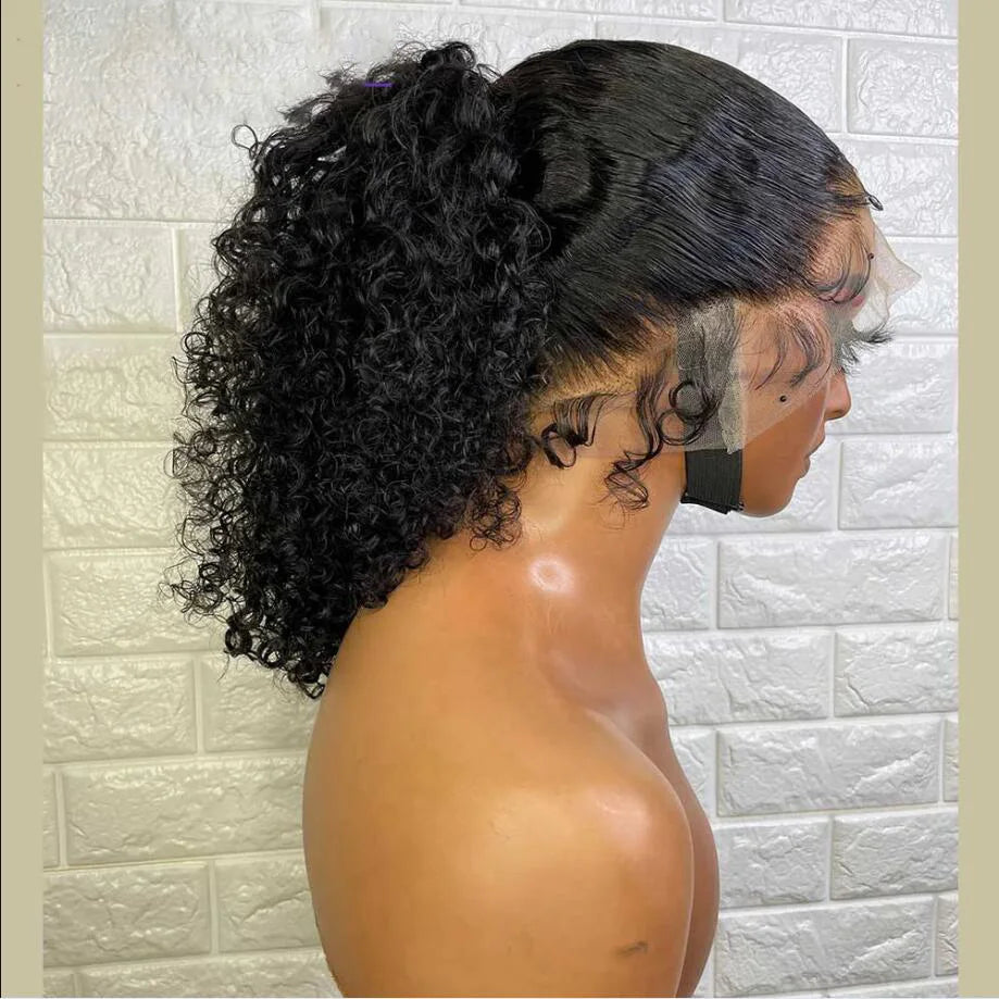Glueless Synthetic Heat-Resistant Preplucked Lace Front Kinky Curly Baby Hair Wig