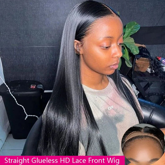 Glueless Lacefront  Prepluck Bone Straight Human Hair  Wigs