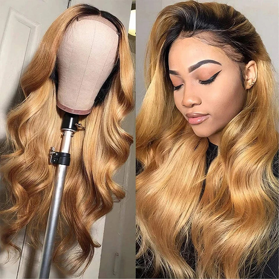 Lace Front Ombre Honey Blonde Human Hair Wigs