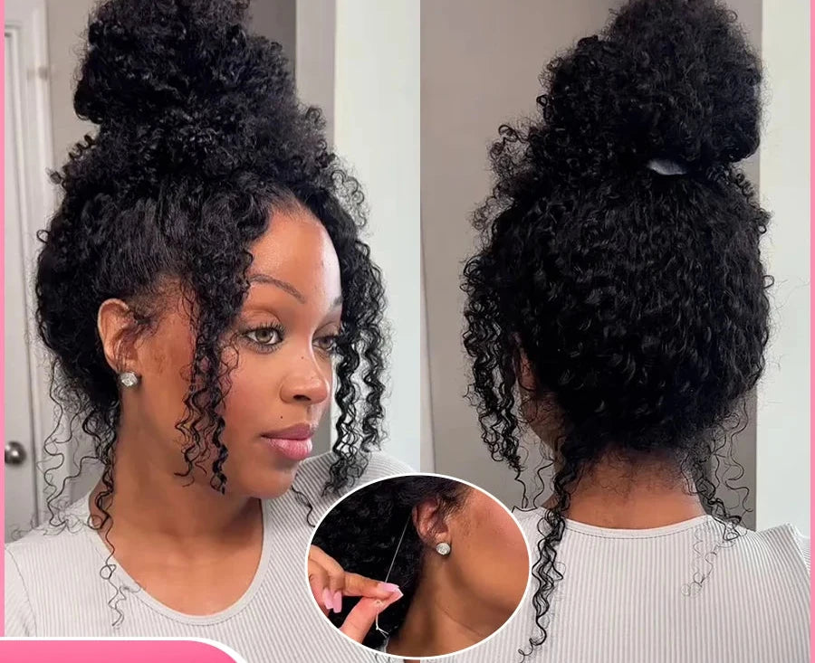 HD human hair lace front deep wave wig with drawstring, glueless design, by JNETTE CHANEL, showing textured deep wave style.