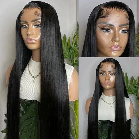 Glueless Lacefront  Prepluck Bone Straight Human Hair  Wigs