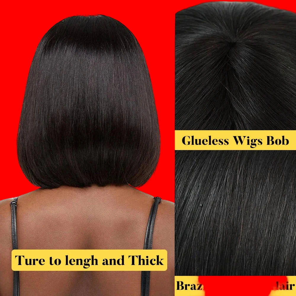 Short Bob with Bangs Human Hair Wigs