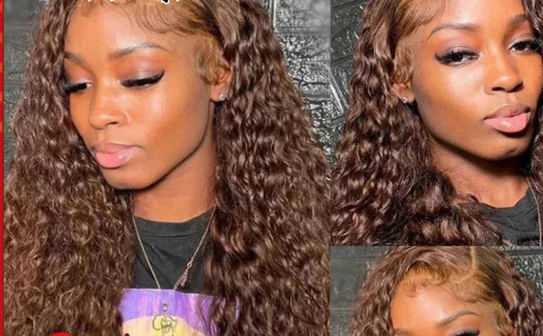 Lace front HD pre-plucked chocolate brown human hair wig by JNETTE CHANEL displayed on a mannequin head.