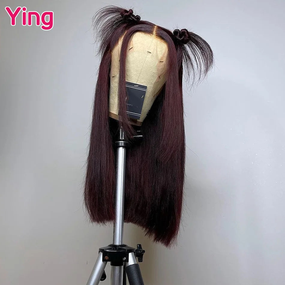 Lace Front Dark Burgundy Straight Peruvian Remy Human Hair Wigs