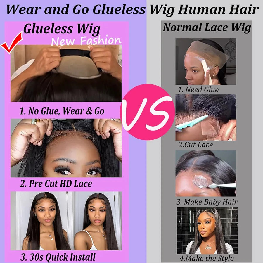 Glueless  Lace Front Pre Plucked  Virgin Human Hair Wigs