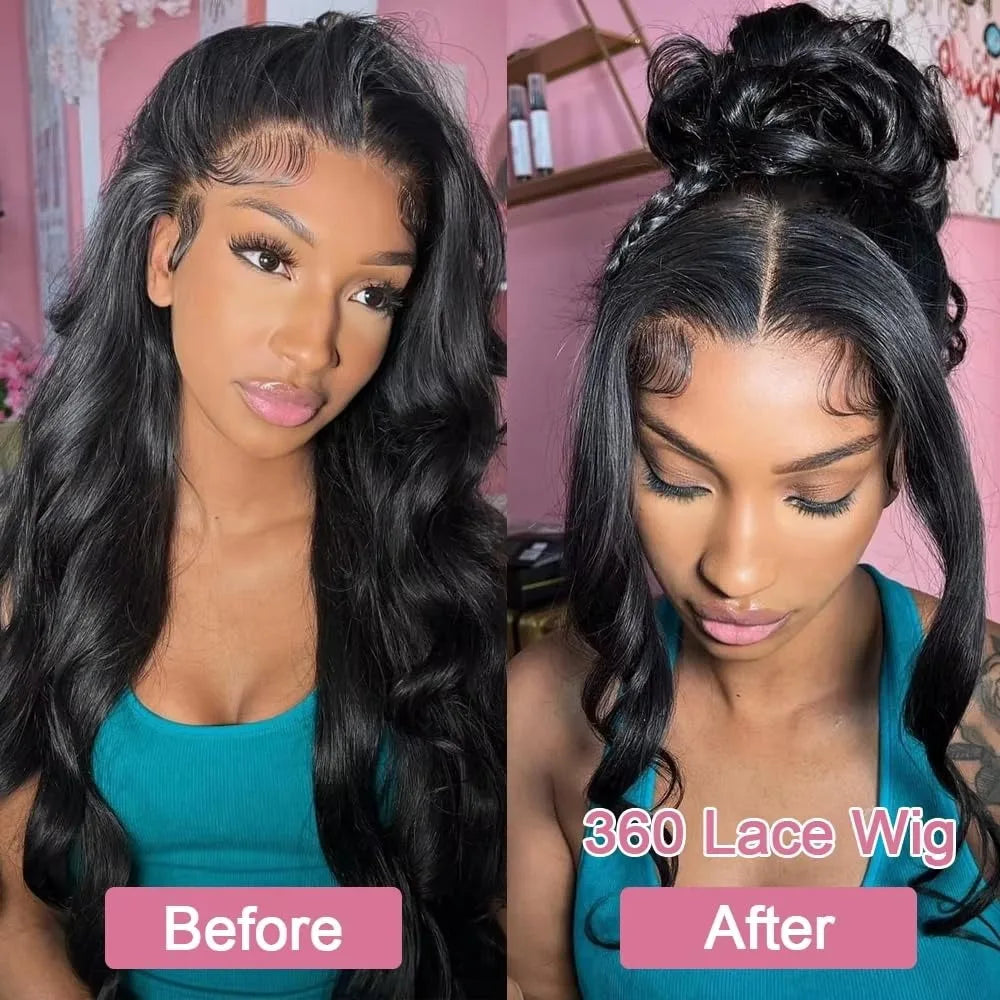 Glueless Lace Front HD Body Wave Brazilian Virgin  Human Hair Wig With Drawstring