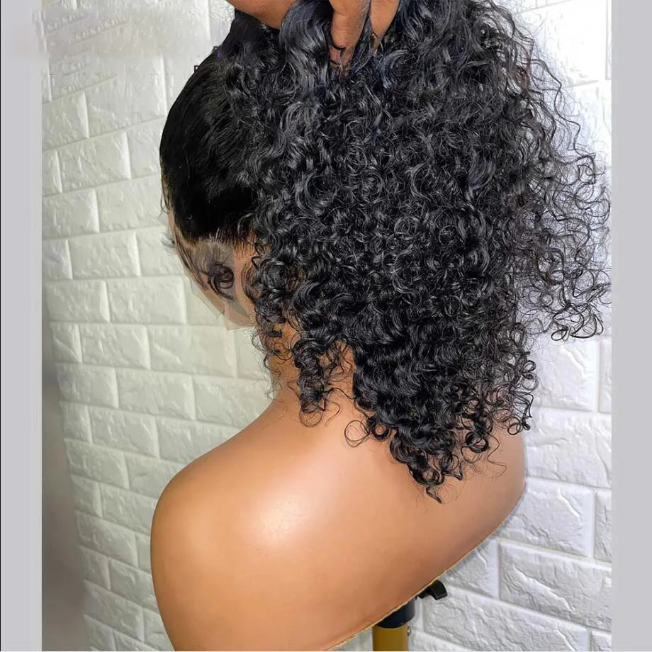 Glueless Synthetic Heat-Resistant Preplucked Lace Front Kinky Curly Baby Hair Wig