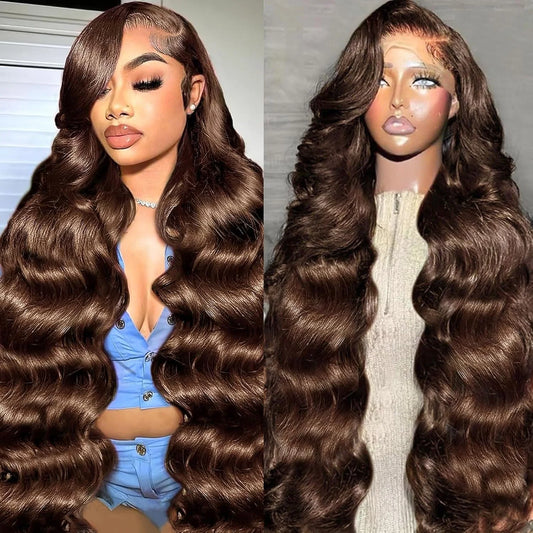 JNETTE CHANEL lace front HD transparent pre-plucked body wave Remy human hair wig with natural hairline and full body wave texture.